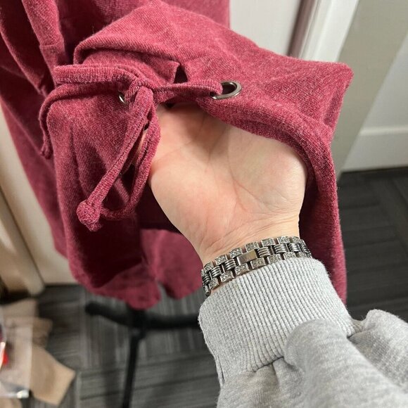 Weekend Suzanne betro rose pink v-neck hoodie bell tie sleeve top - Picture 5 of 8